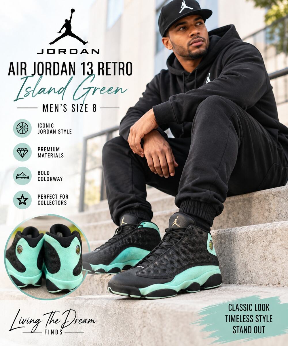 Nike Air Jordan 13 Retro Island Green Black Men’s Size 8 414571 030 2019